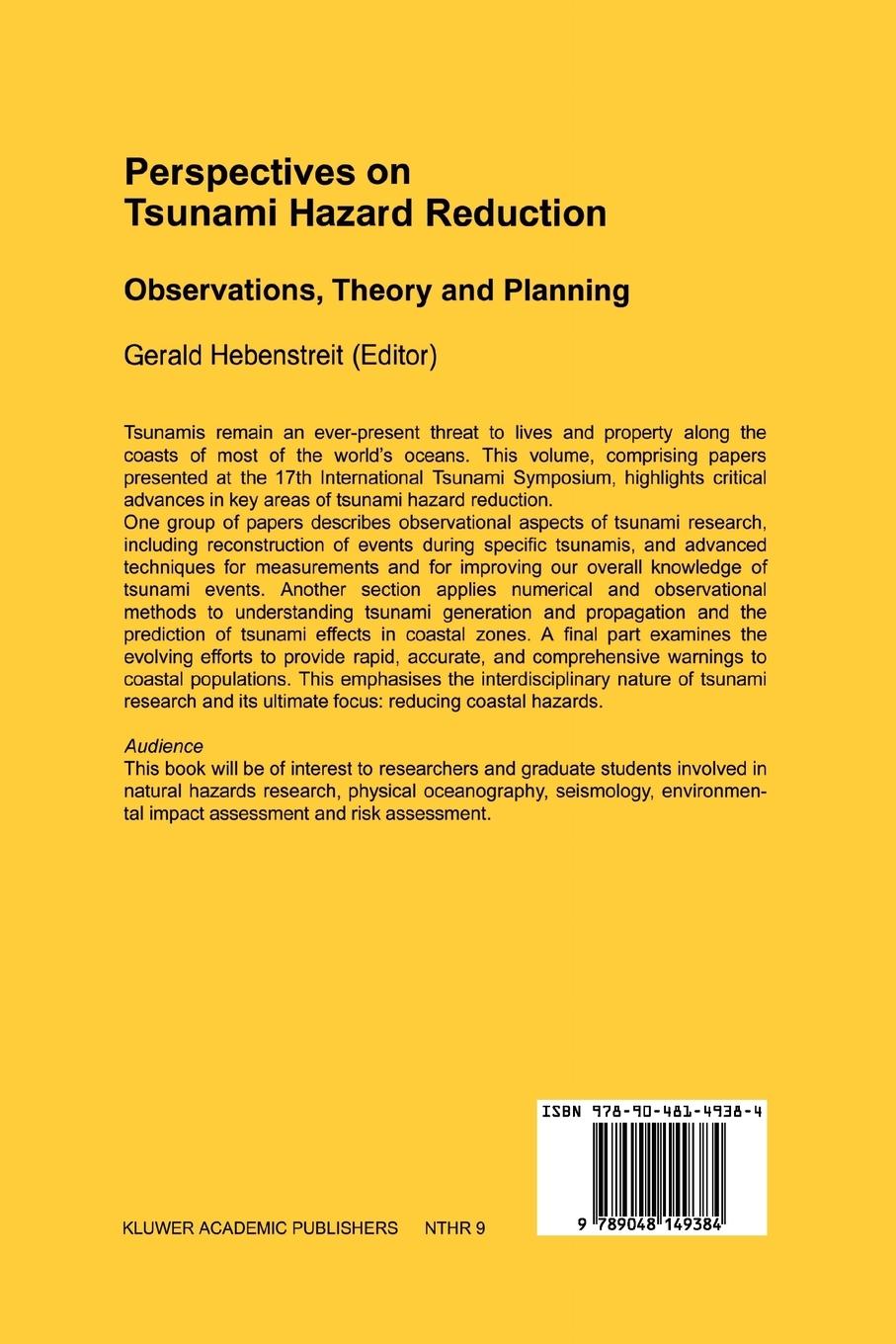 Rückseitencover Perspectives on Tsunami Hazard Reduction: Observations, Theory and Planning