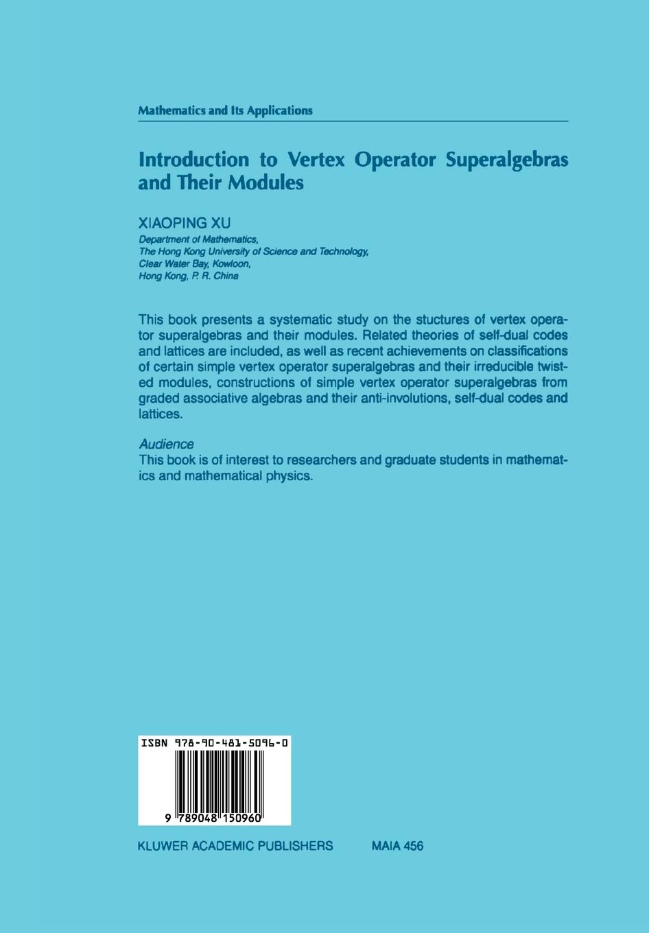 Rückseitencover Introduction to Vertex Operator Superalgebras and Their Modules