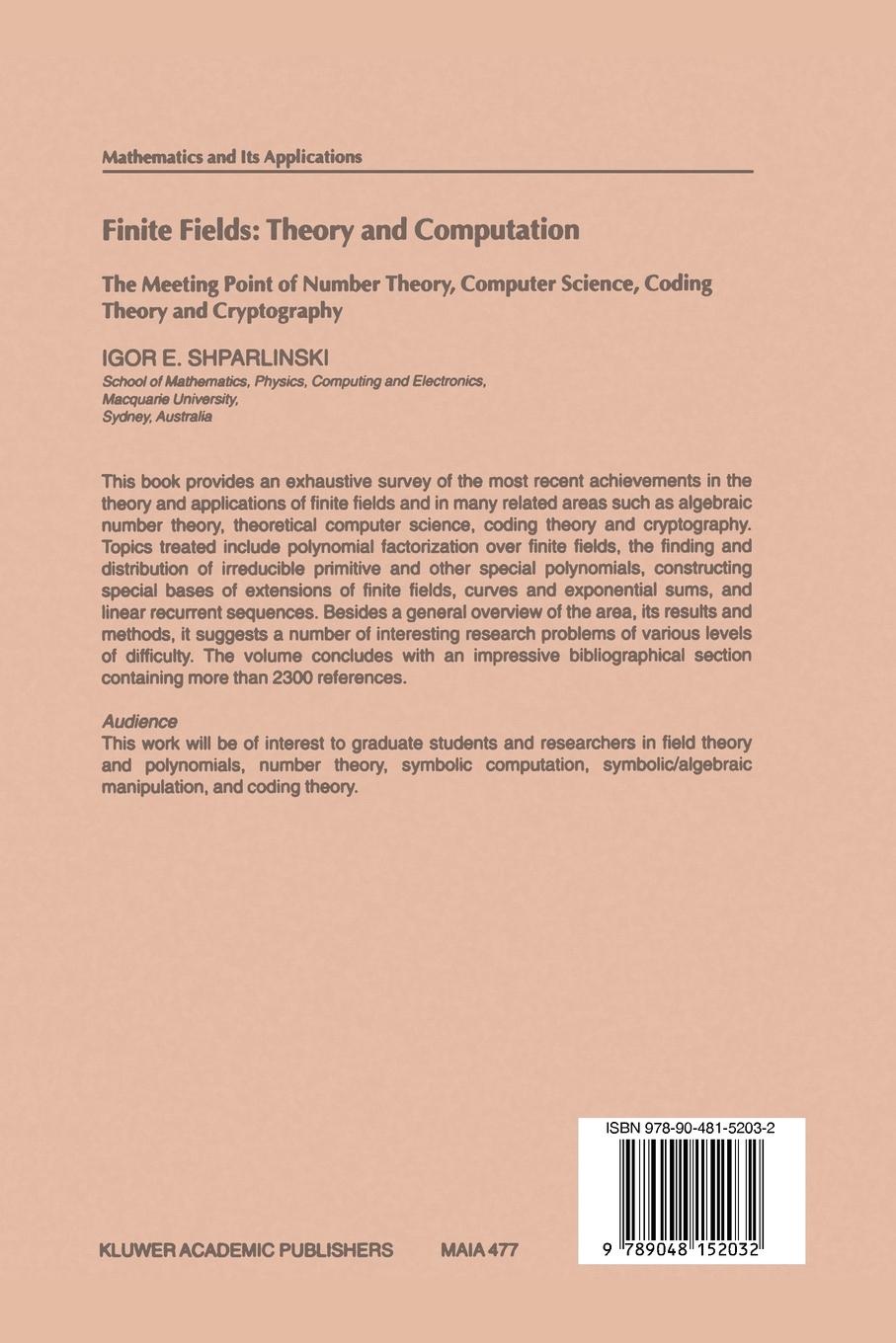 Rückseitencover Finite Fields: Theory and Computation