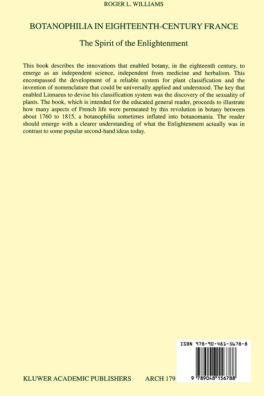 Rückseitencover Botanophilia in Eighteenth-Century France