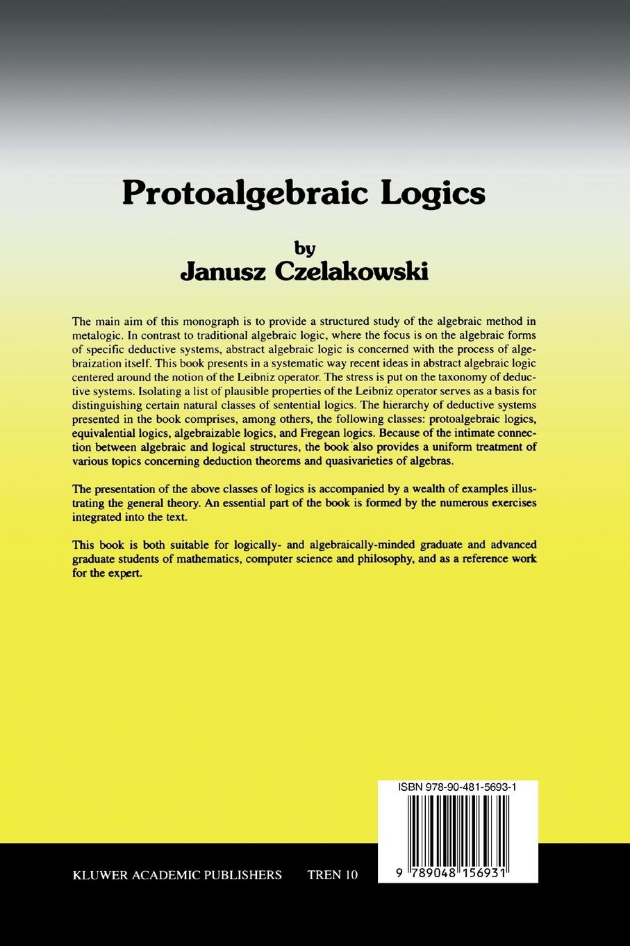 Rückseitencover Protoalgebraic Logics