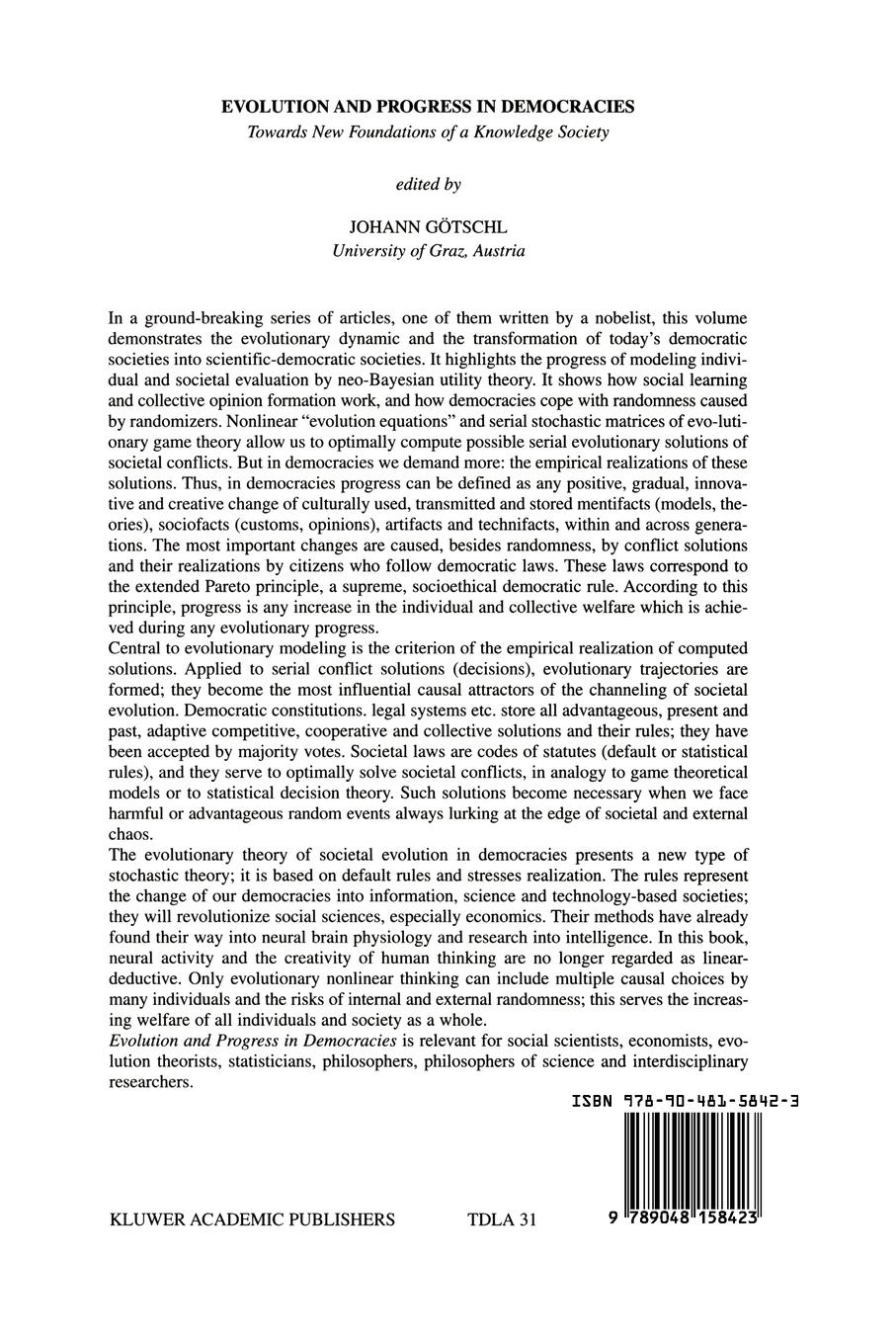 Rückseitencover Evolution and Progress in Democracies