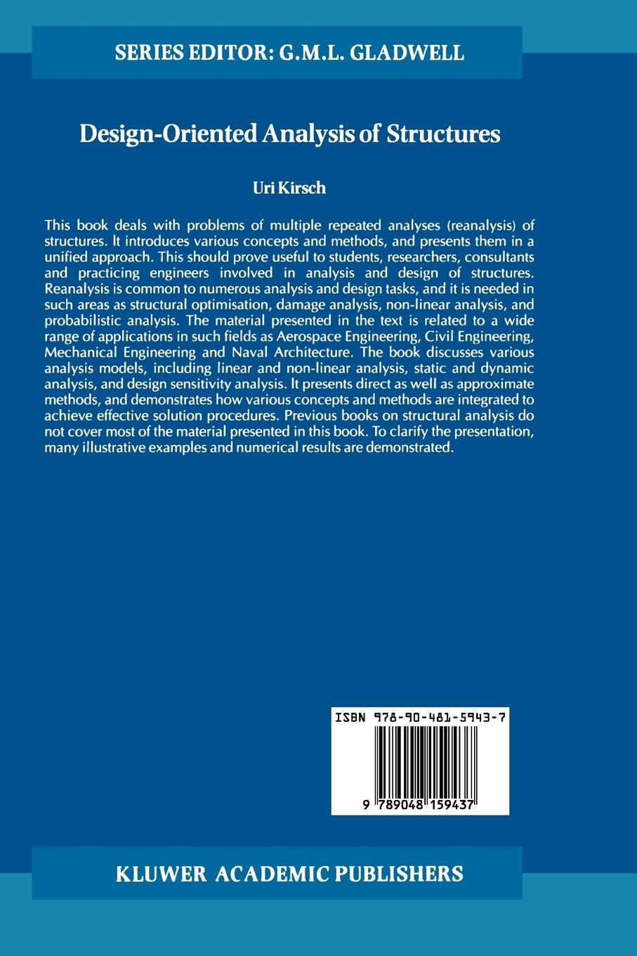 Rückseitencover Design-Oriented Analysis of Structures