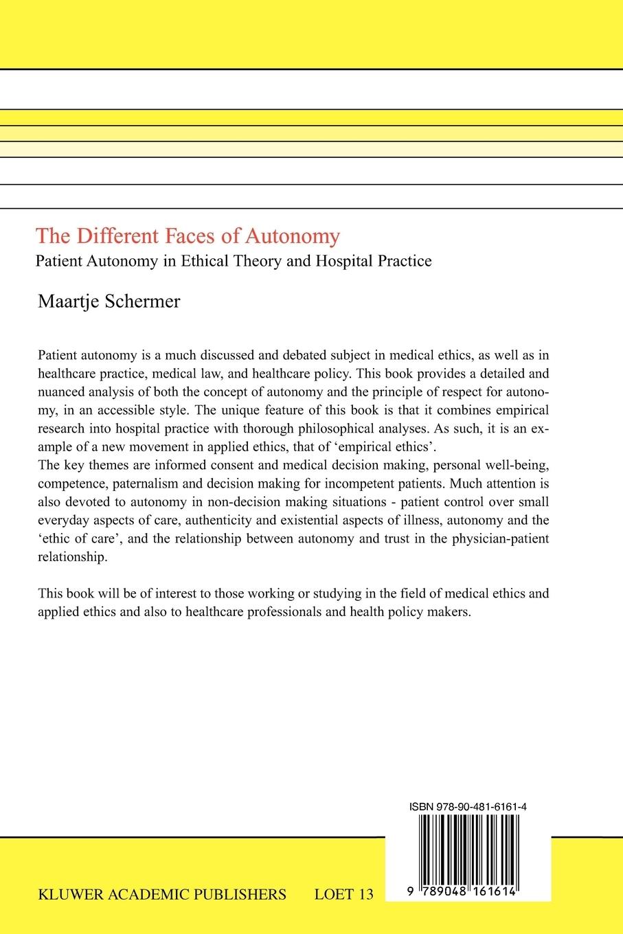 Rückseitencover The Different Faces of Autonomy