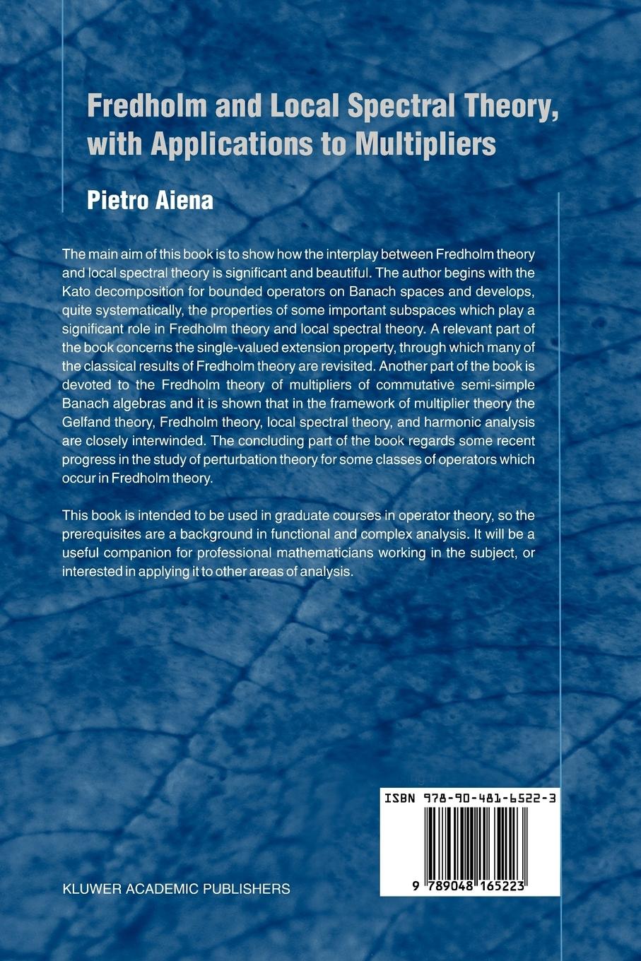 Rückseitencover Fredholm and Local Spectral Theory, with Applications to Multipliers