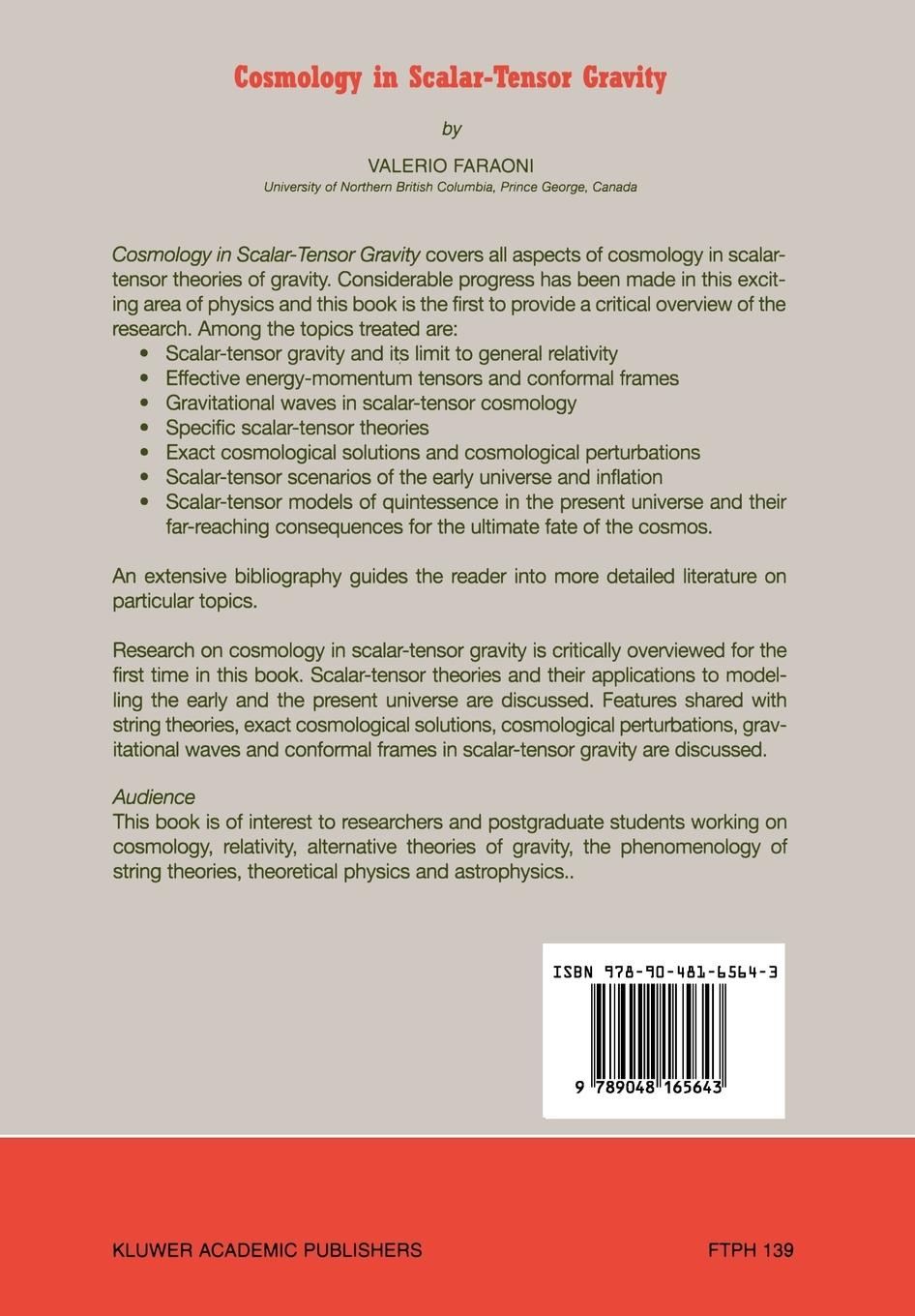 Rückseitencover Cosmology in Scalar-Tensor Gravity