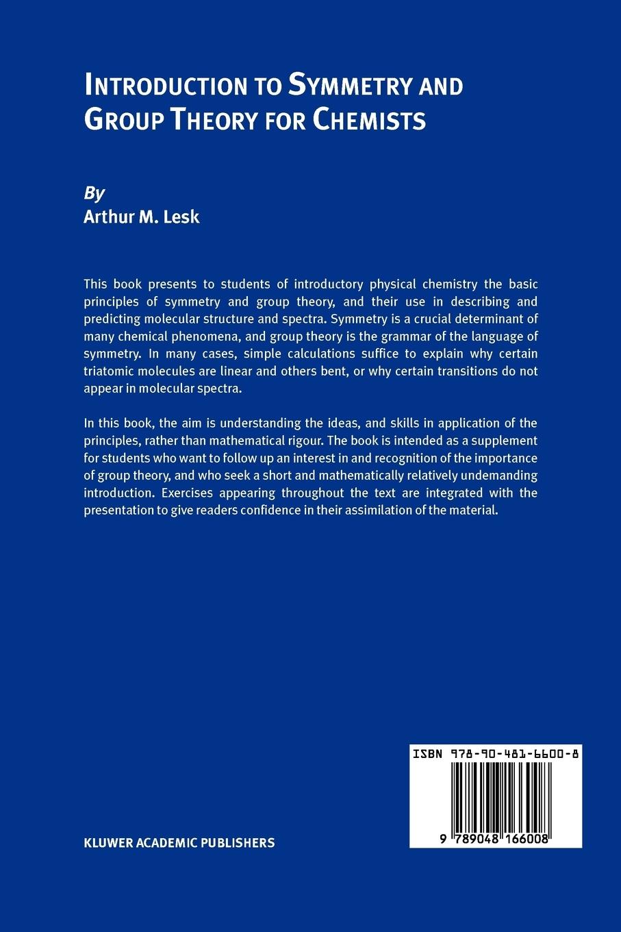 Rückseitencover Introduction to Symmetry and Group Theory for Chemists