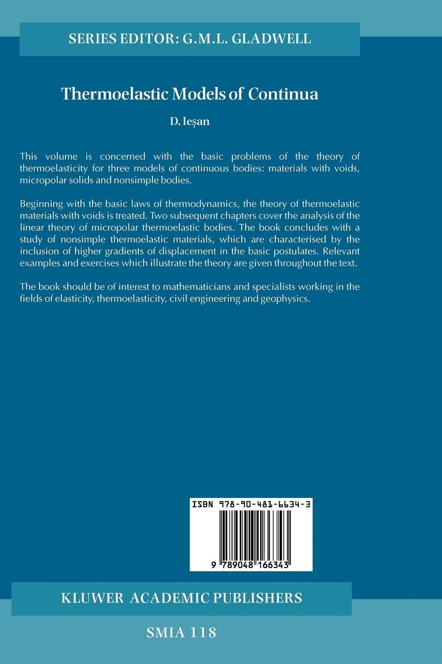 Rückseitencover Thermoelastic Models of Continua
