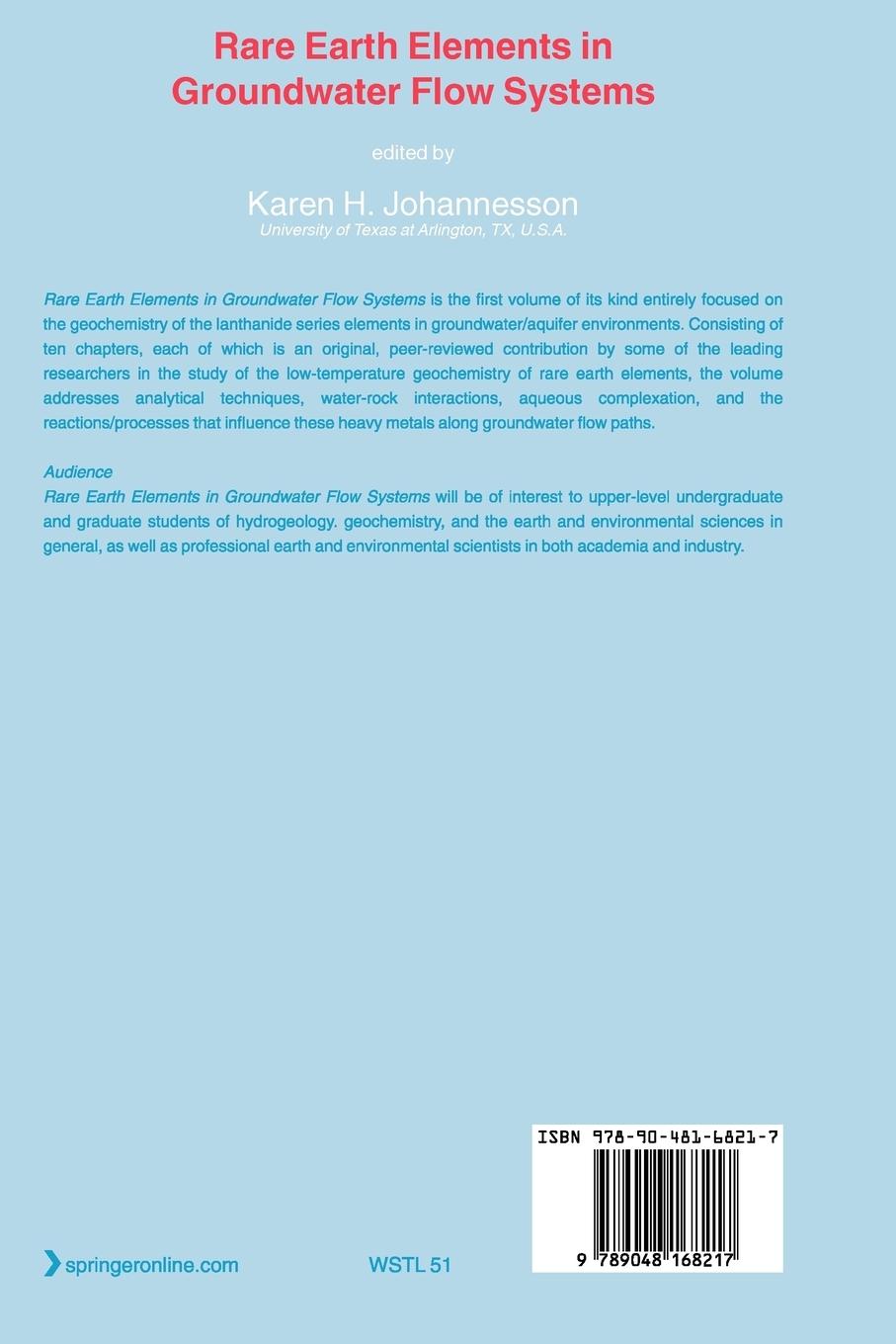 Rückseitencover Rare Earth Elements in Groundwater Flow Systems