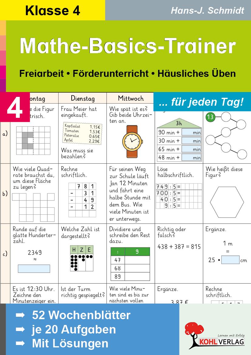 Vorderes Coverbild Mathe-Basics-Trainer 4. Schuljahr. Für jeden Tag!