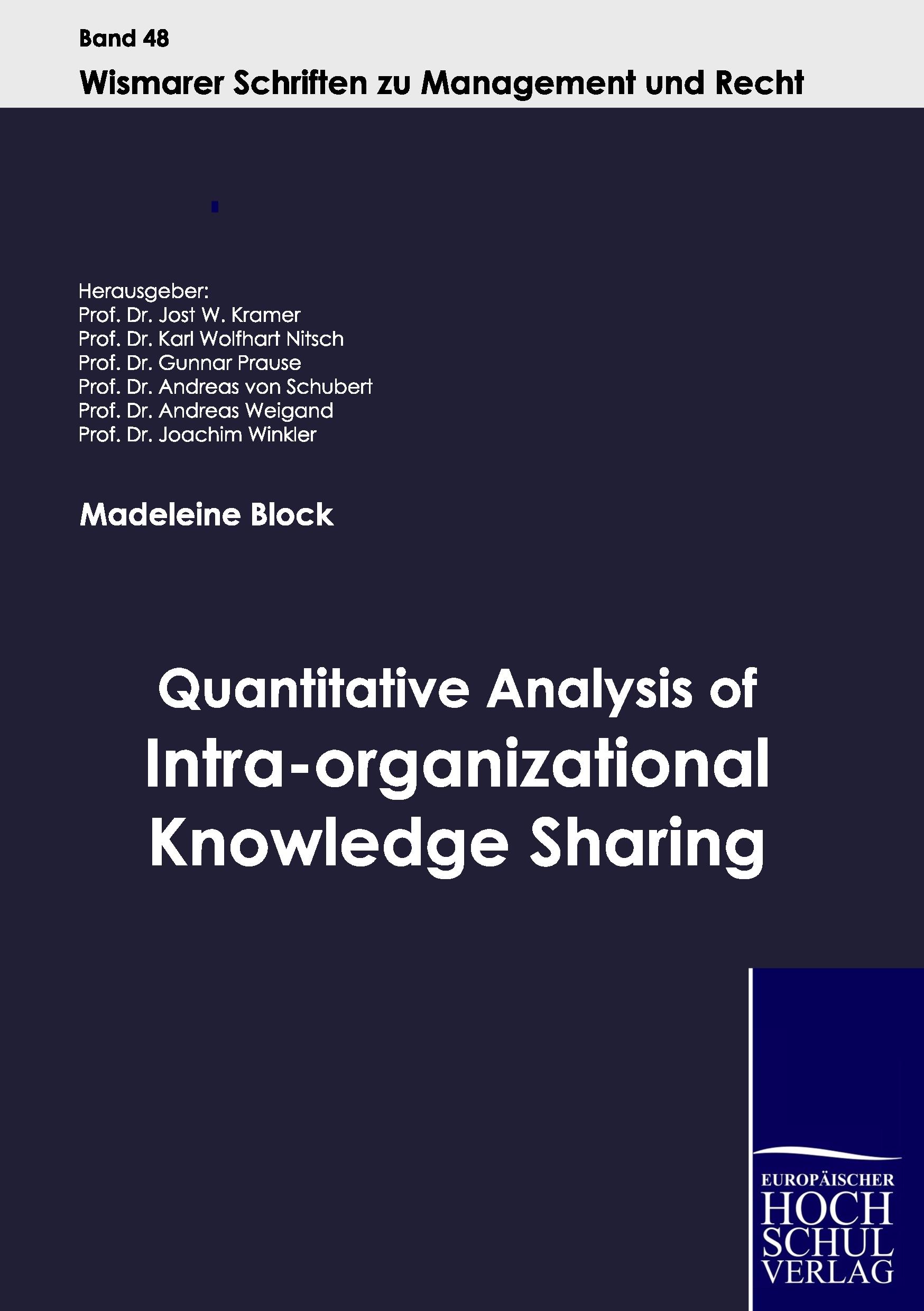 Vorderes Coverbild Quantitative Analysis of Intra-organizational Knowledge Sharing