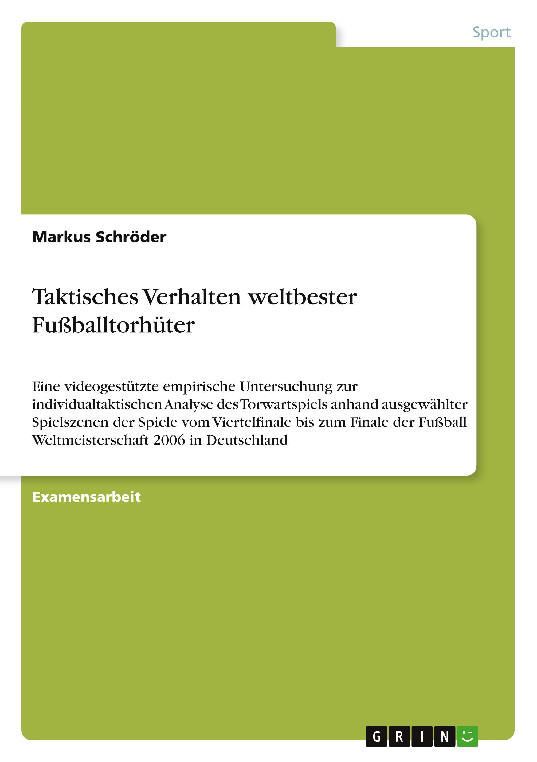 Vorderes Coverbild Taktisches Verhalten weltbester Fußballtorhüter