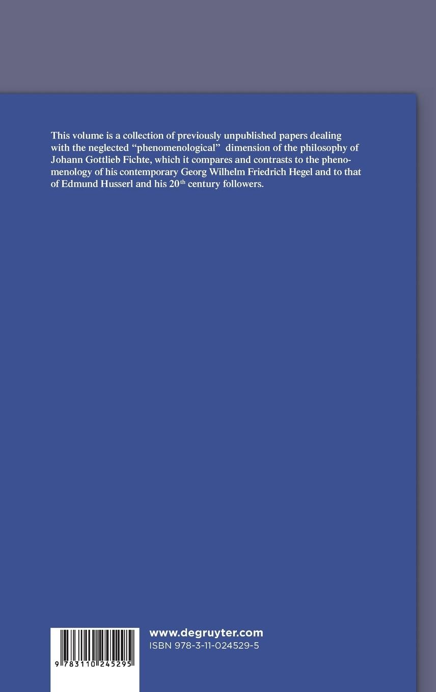 Rückseitencover Fichte and the Phenomenological Tradition