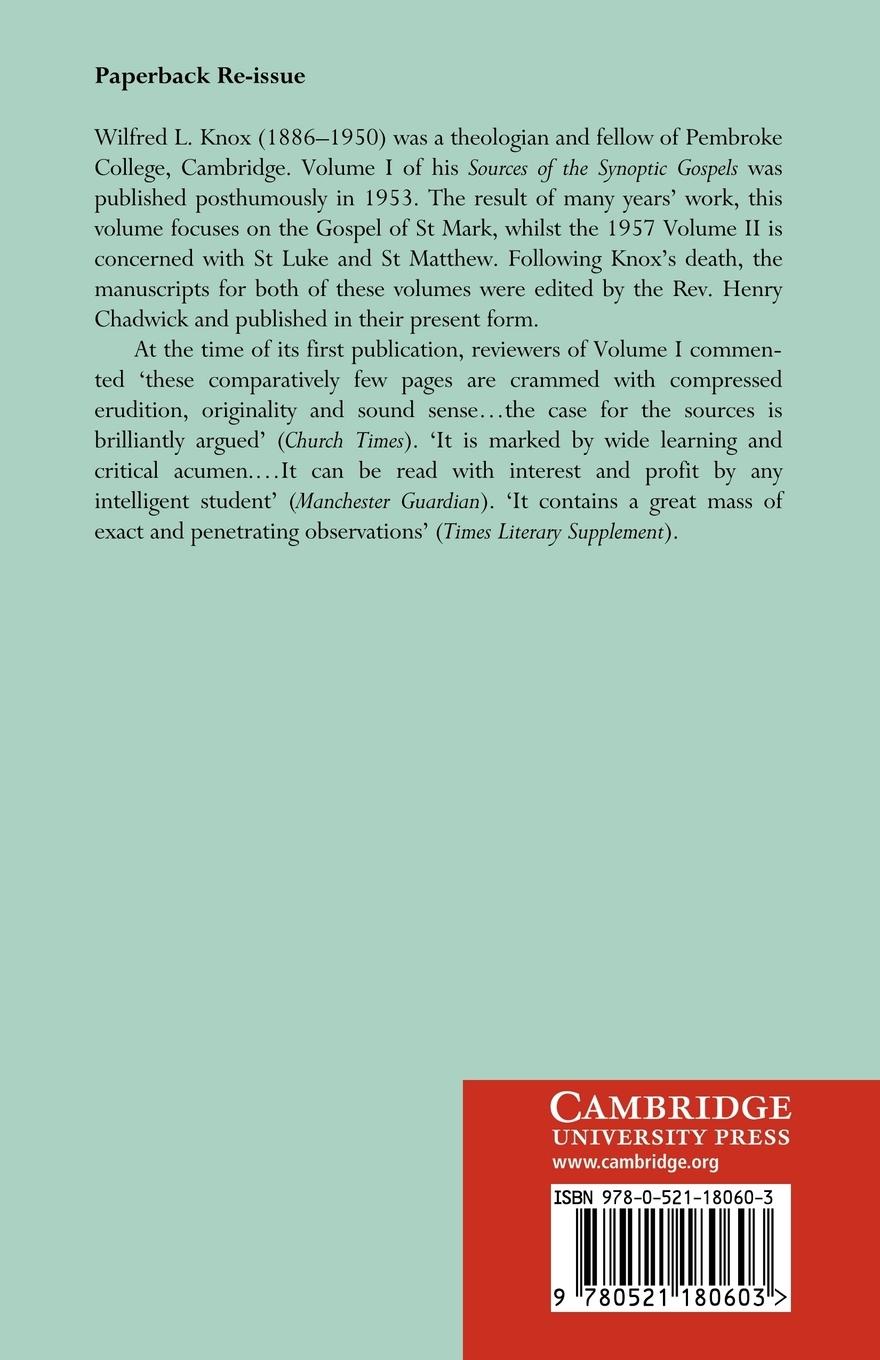 Rückseitencover The Sources of the Synoptic Gospels