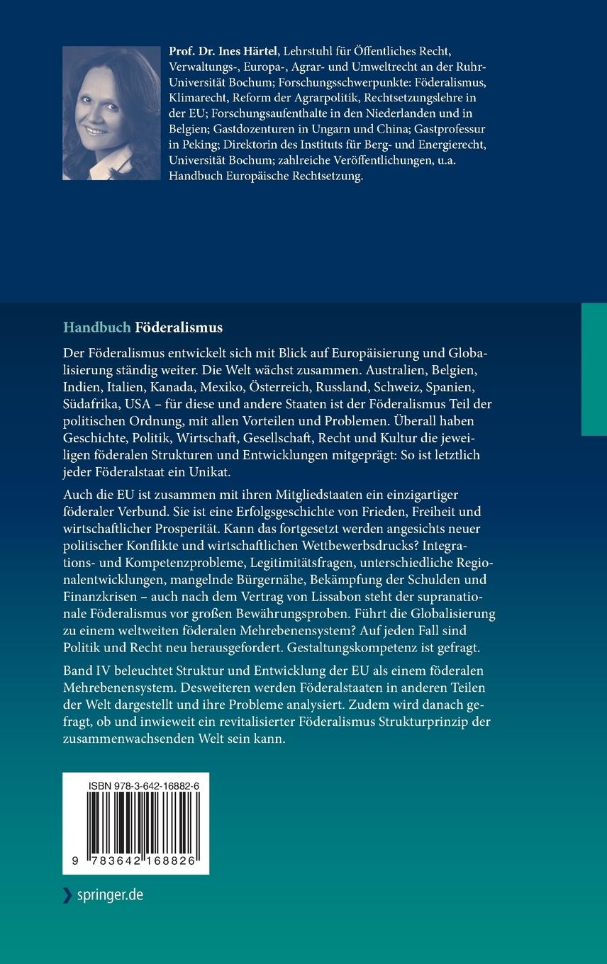 Rückseitencover Handbuch Föderalismus - Föderalismus als demokratische Rechtsordnung und Rechtskultur in Deutschland, Europa und der Welt