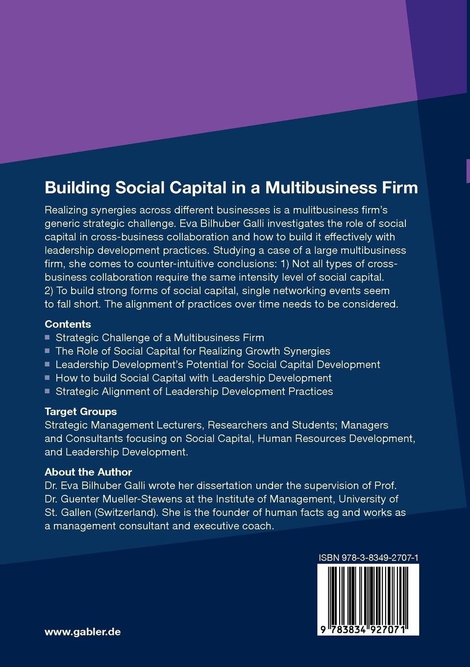Rückseitencover Building Social Capital in a Multibusiness Firm