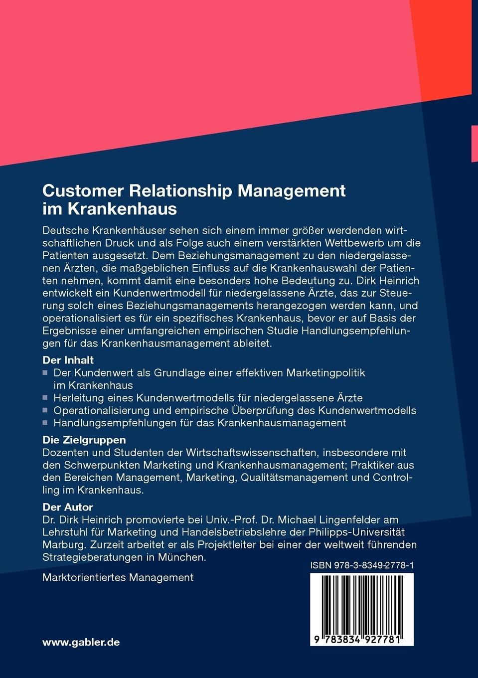 Rückseitencover Customer Relationship Management im Krankenhaus