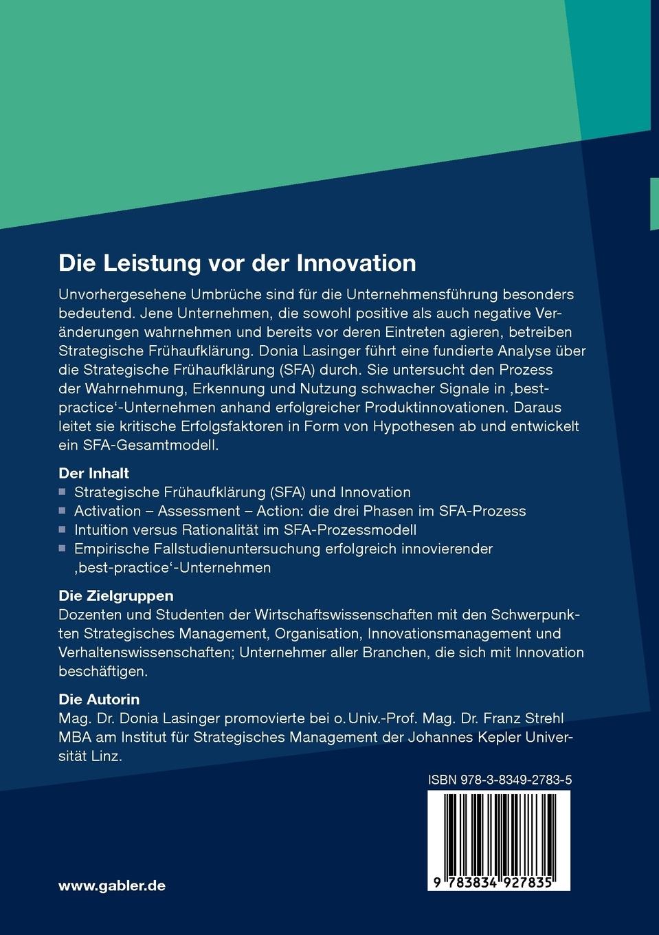 Rückseitencover Die Leistung vor der Innovation