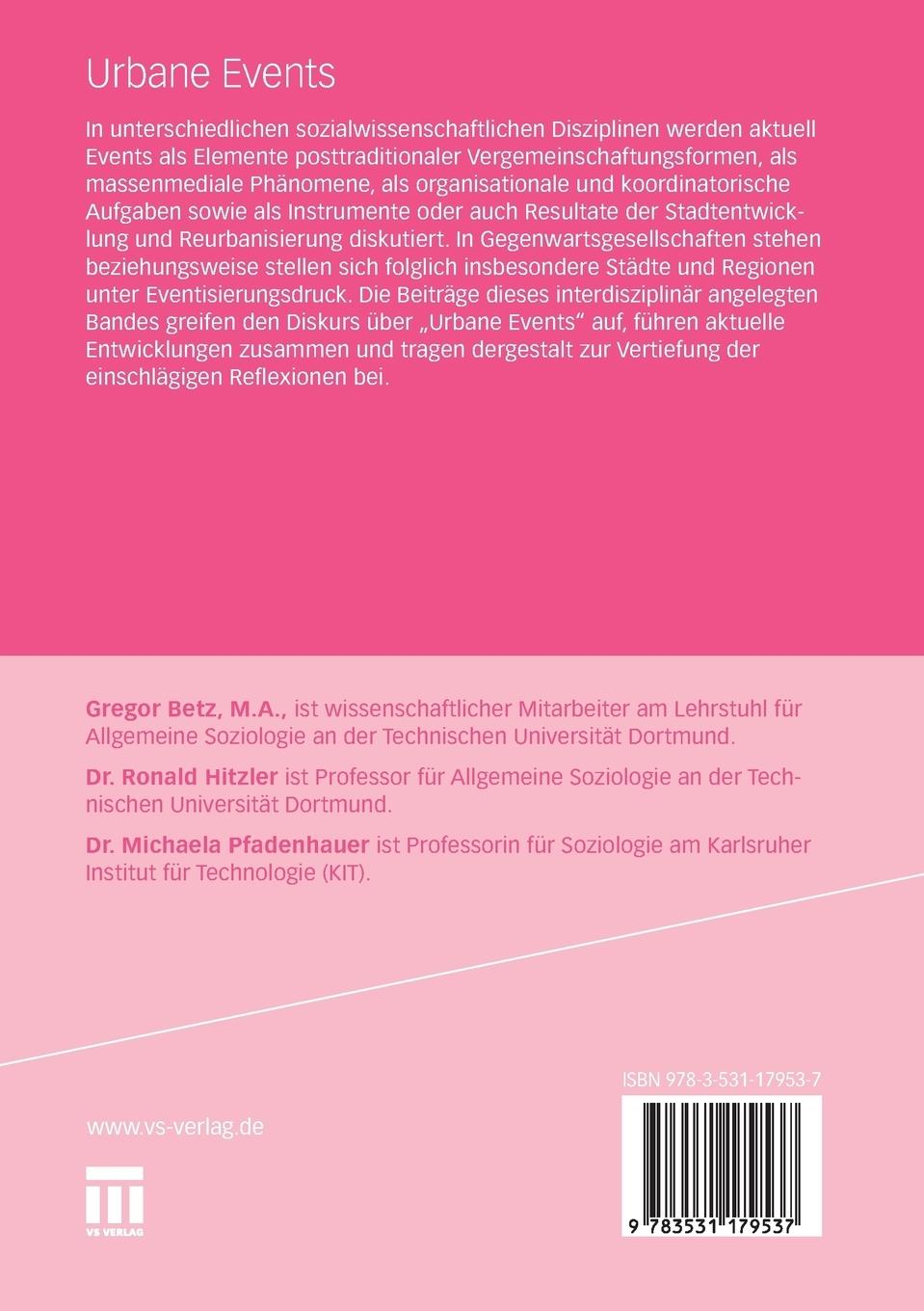 Rückseitencover Urbane Events