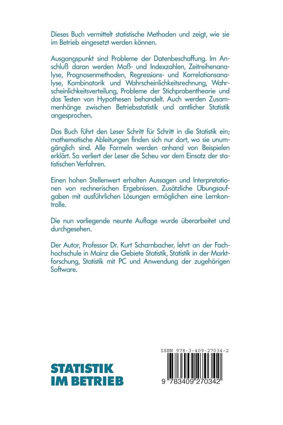 Rückseitencover Statistik im Betrieb