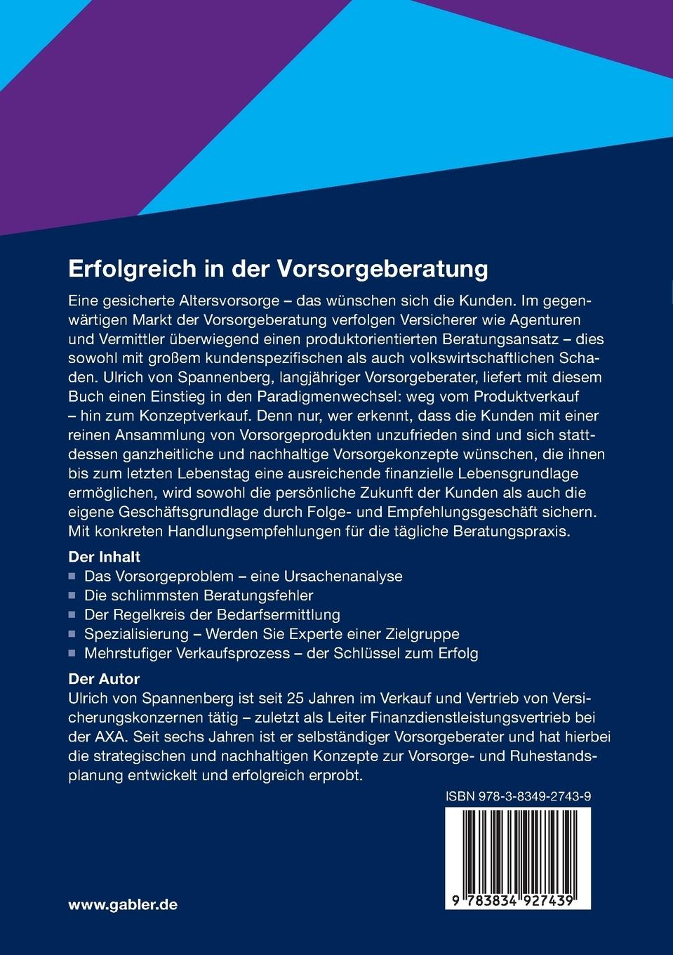 Rückseitencover Erfolgreich in der Vorsorgeberatung