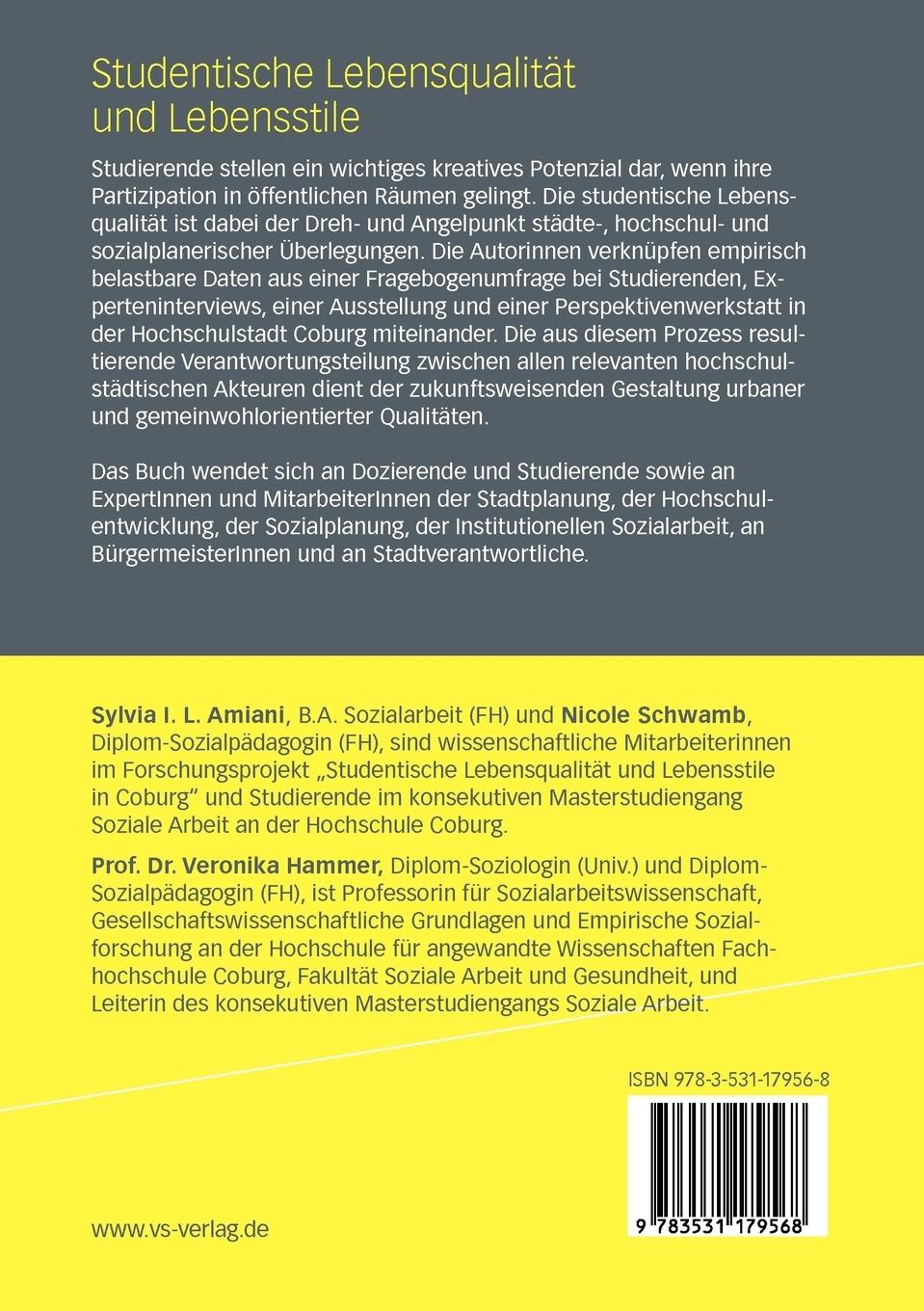 Rückseitencover Studentische Lebensqualität und Lebensstile