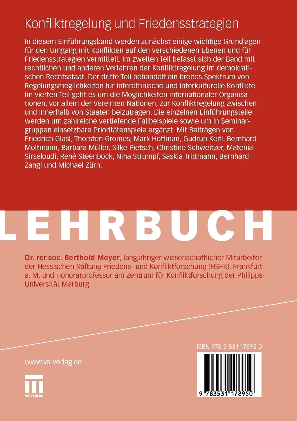 Rückseitencover Konfliktregelung und Friedensstrategien