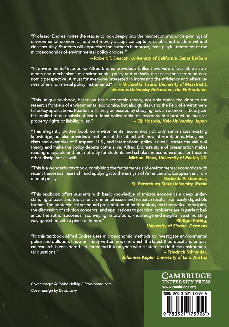 Rückseitencover Environmental Economics