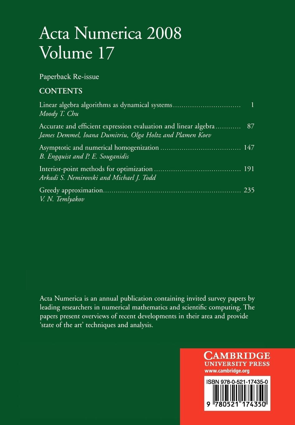 Rückseitencover ACTA Numerica 2008