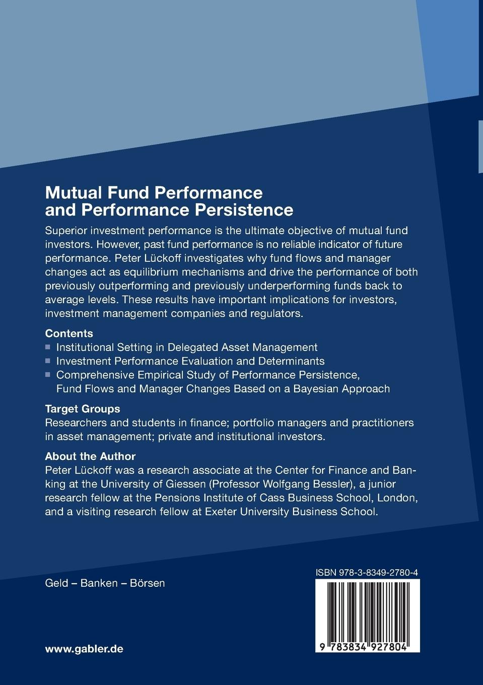 Rückseitencover Mutual Fund Performance and Performance Persistence