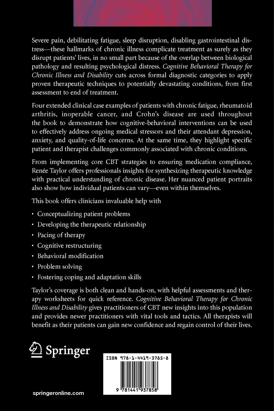 Rückseitencover Cognitive Behavioral Therapy for Chronic Illness and Disability