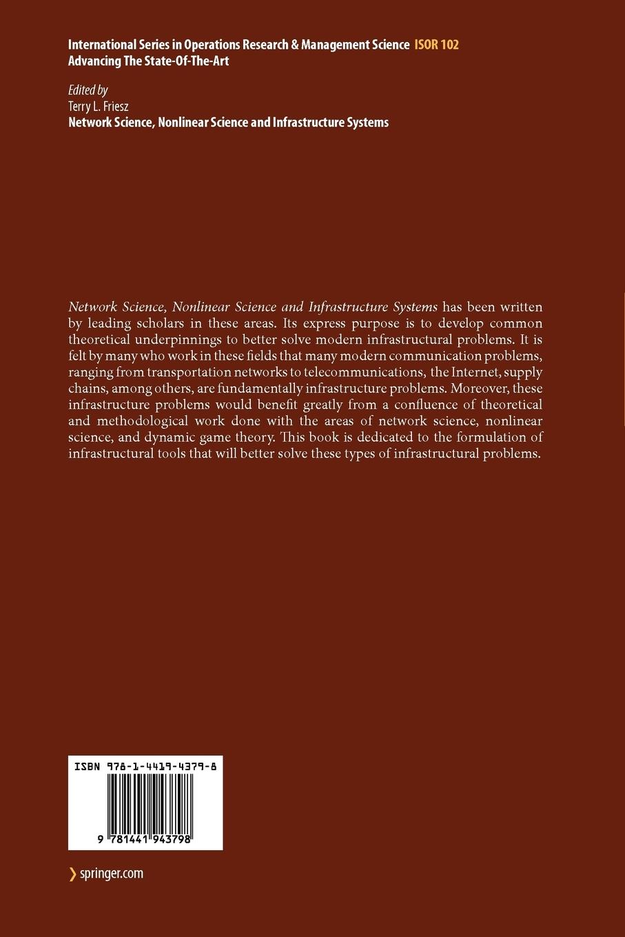Rückseitencover Network Science, Nonlinear Science and Infrastructure Systems