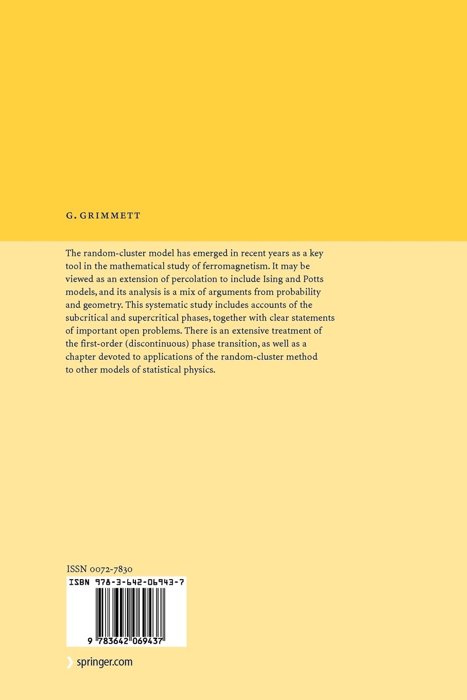 Rückseitencover The Random-Cluster Model