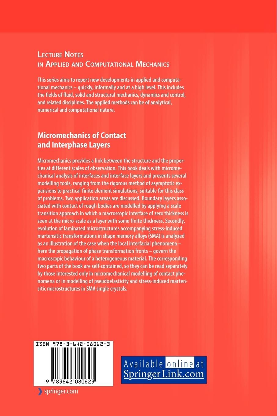 Rückseitencover Micromechanics of Contact and Interphase Layers