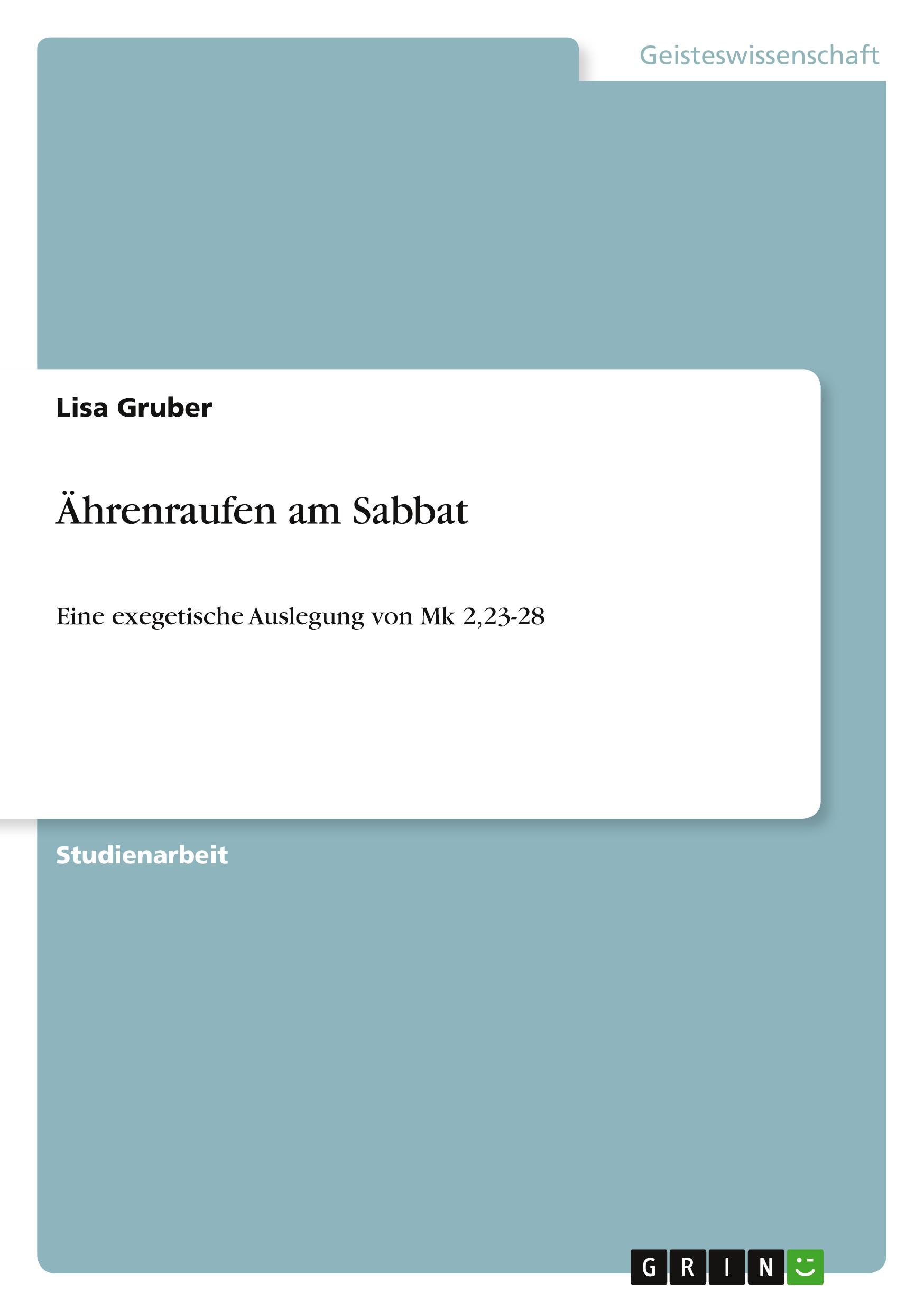 Vorderes Coverbild Ährenraufen am Sabbat
