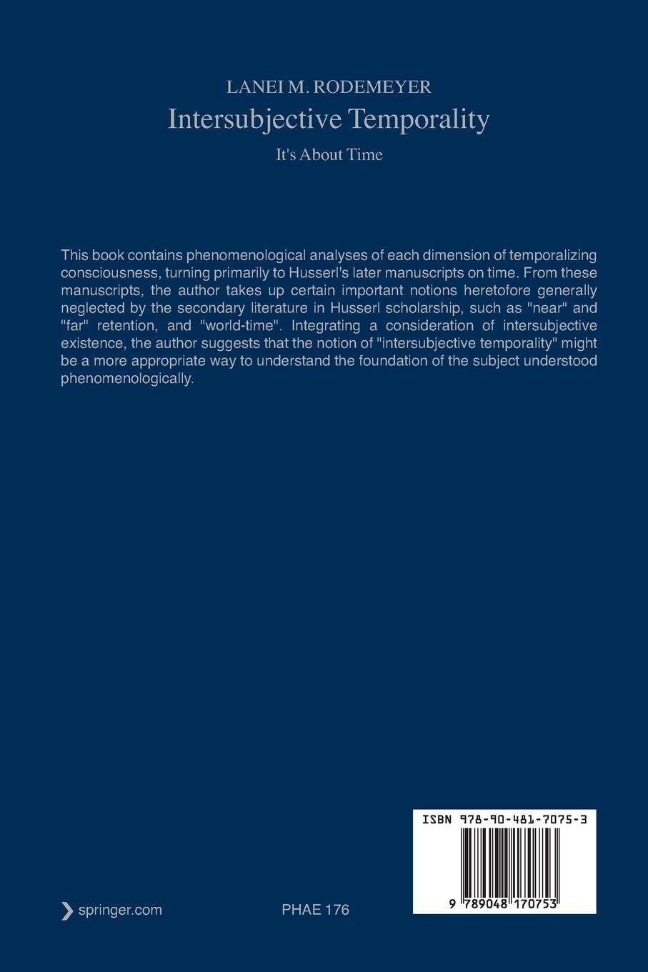 Rückseitencover Intersubjective Temporality
