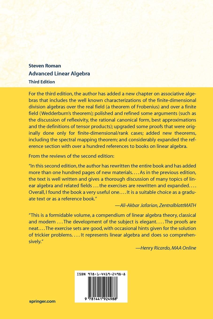 Rückseitencover Advanced Linear Algebra