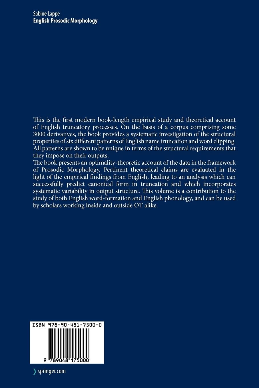 Rückseitencover English Prosodic Morphology