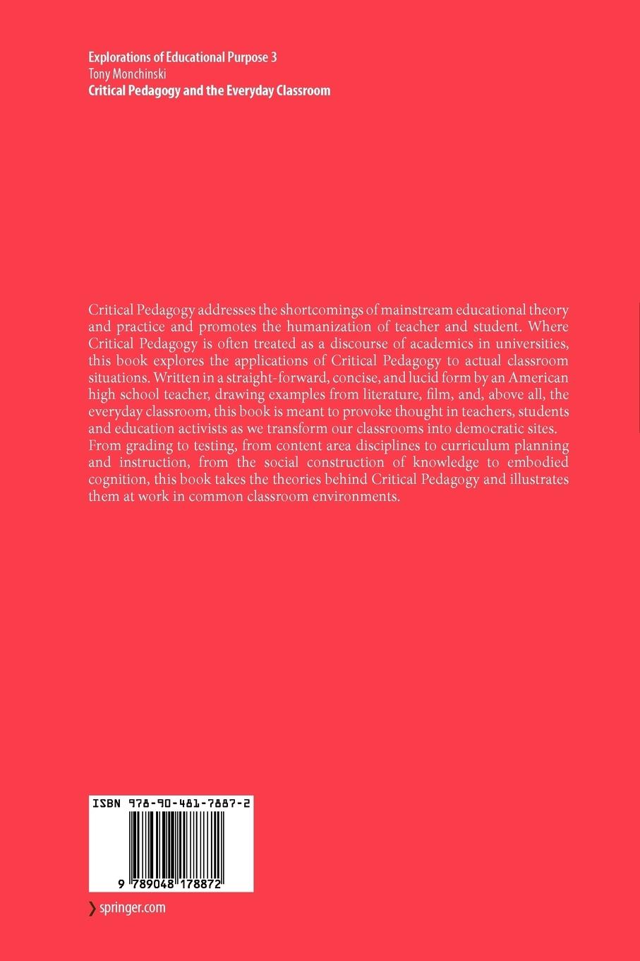 Rückseitencover Critical Pedagogy and the Everyday Classroom