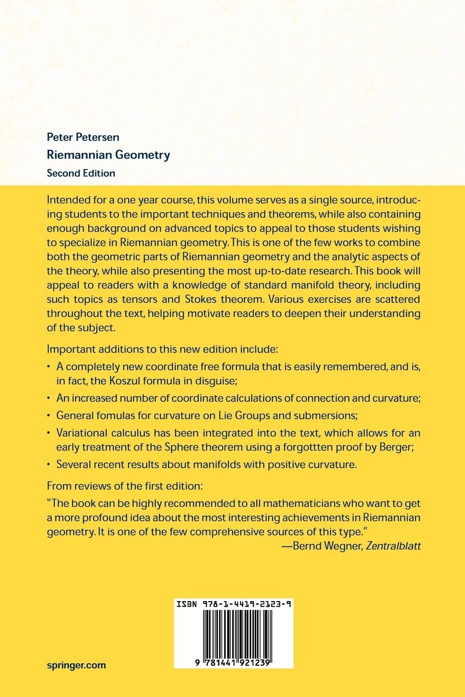 Rückseitencover Riemannian Geometry