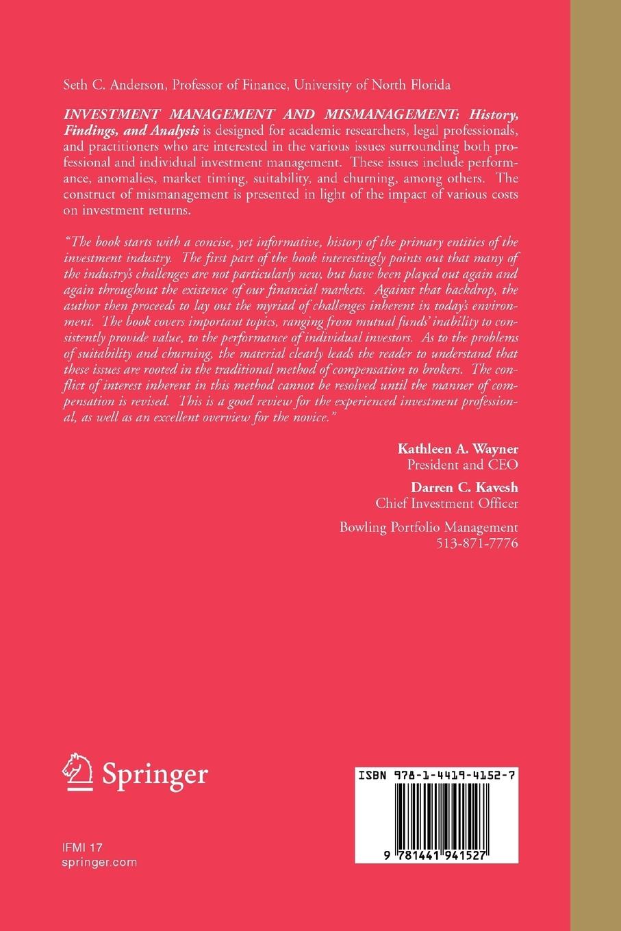 Rückseitencover Investment Management and Mismanagement
