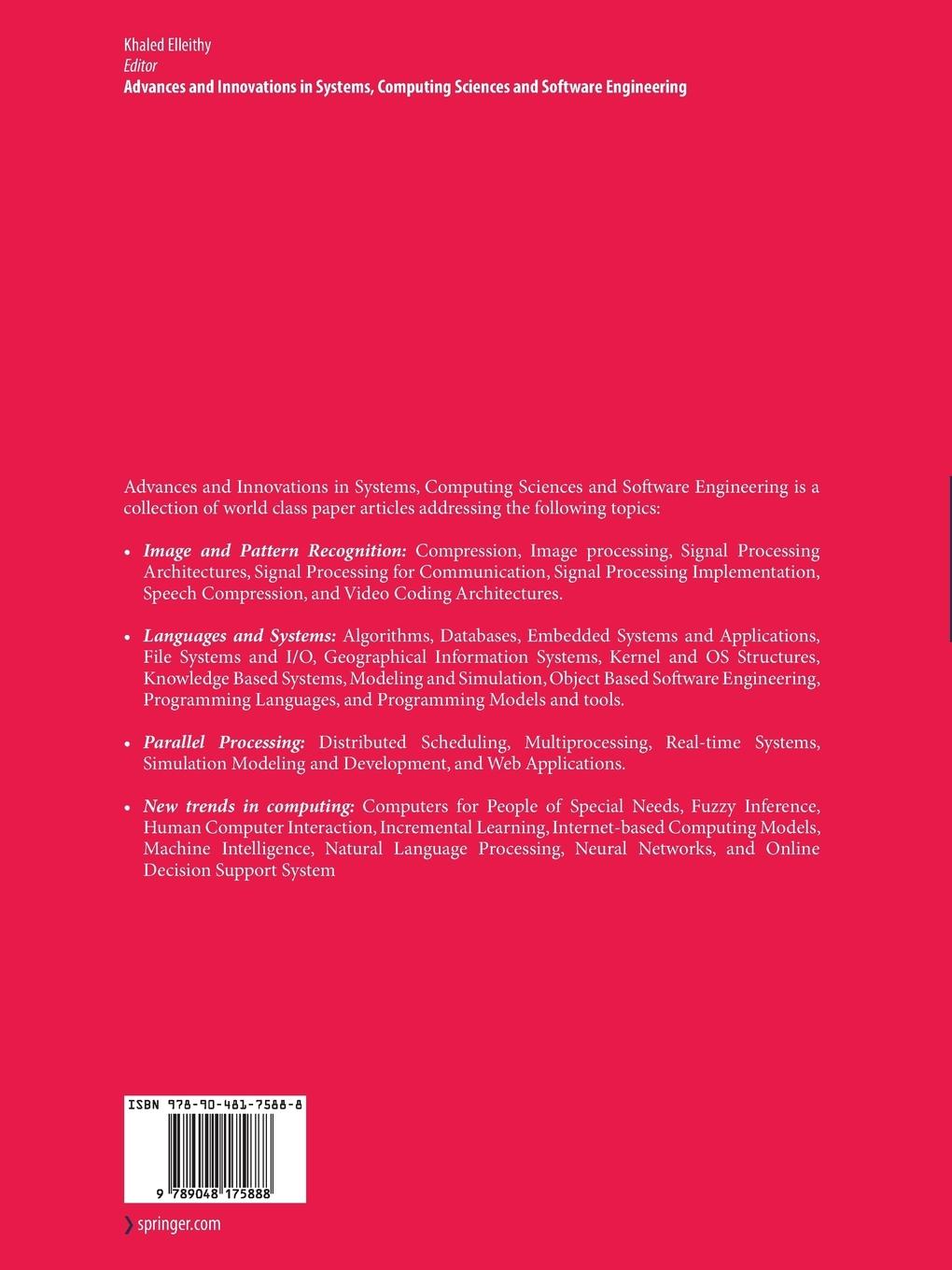 Rückseitencover Advances and Innovations in Systems, Computing Sciences and Software Engineering