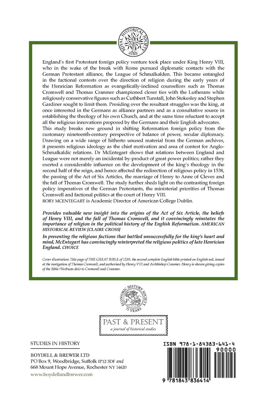 Rückseitencover The Henry VIII, the League of Schmalkalden, and the English Reformation