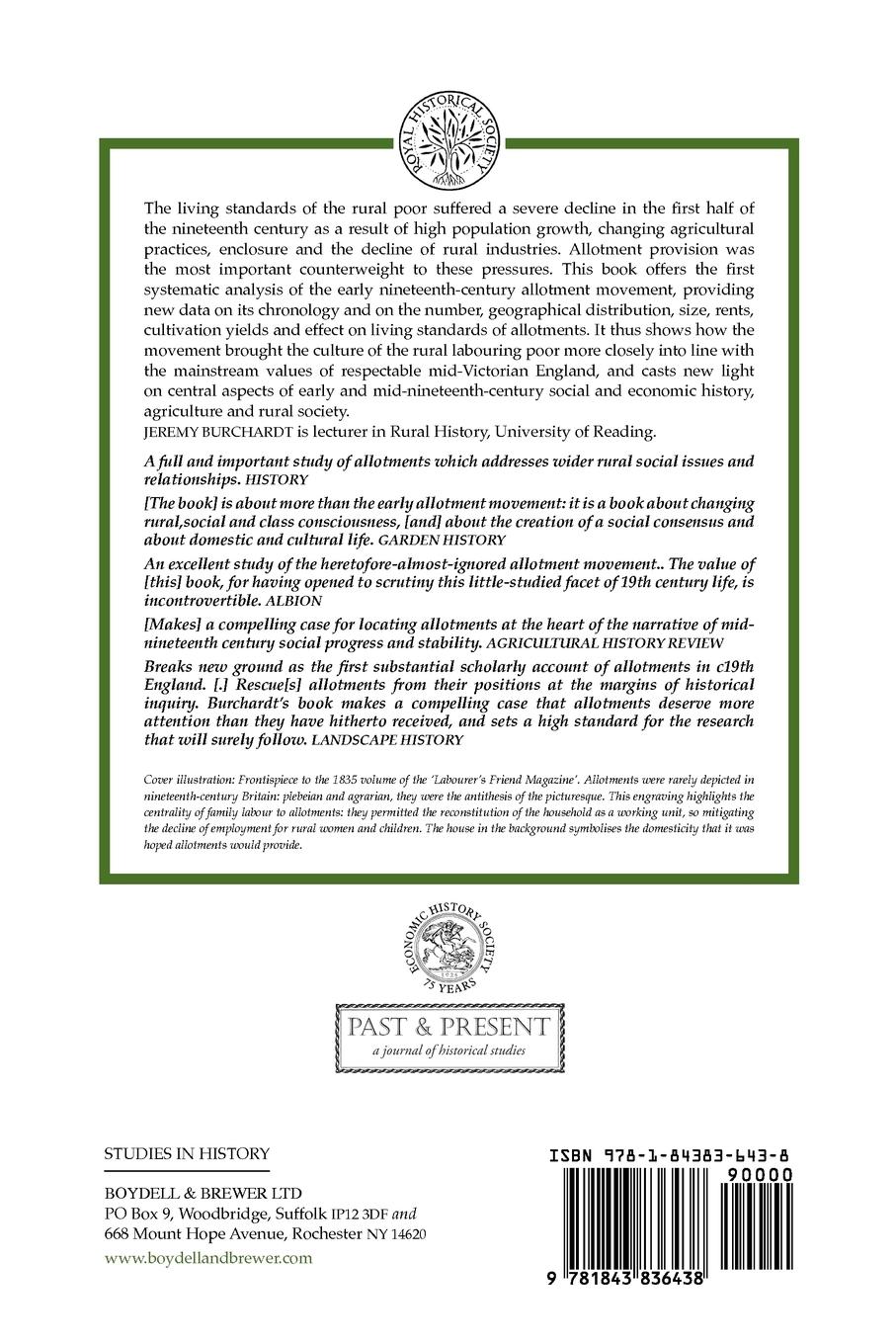 Rückseitencover The Allotment Movement in England, 1793-1873