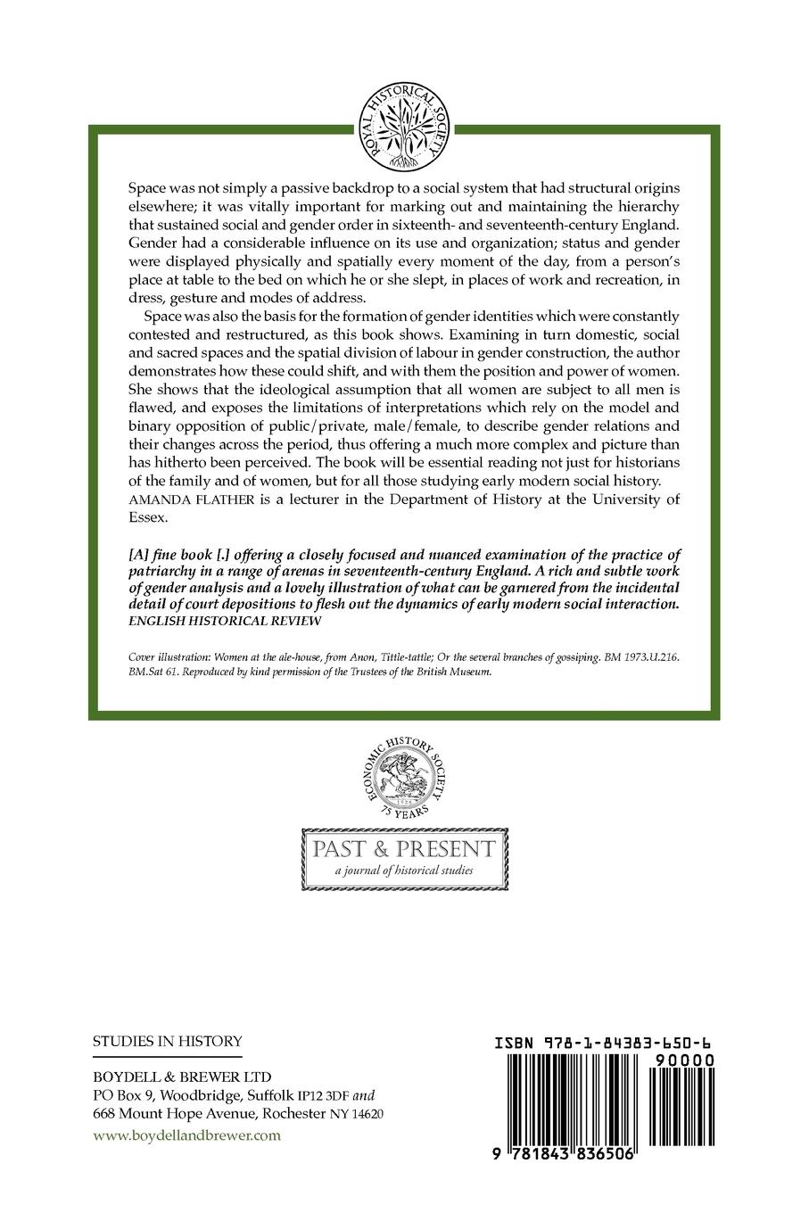 Rückseitencover Gender and Space in Early Modern England Gender and Space in Early Modern England Gender and Space in Early Modern England