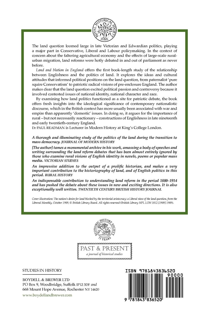 Rückseitencover Land and Nation in England
