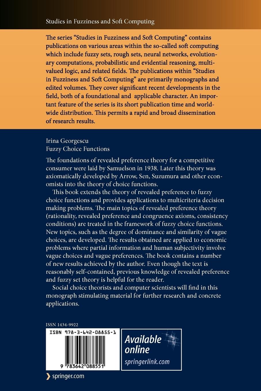 Rückseitencover Fuzzy Choice Functions