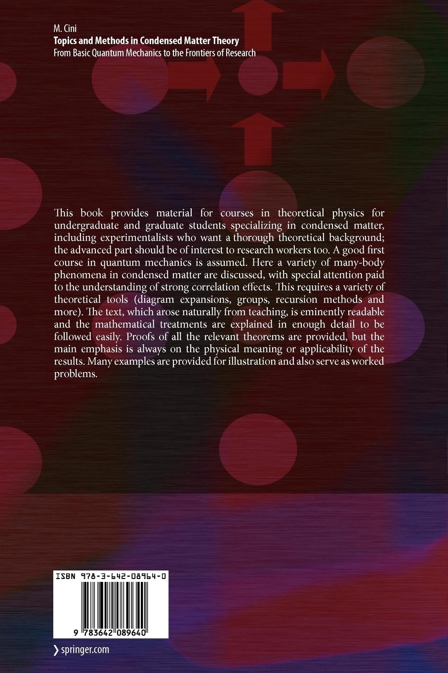 Rückseitencover Topics and Methods in Condensed Matter Theory