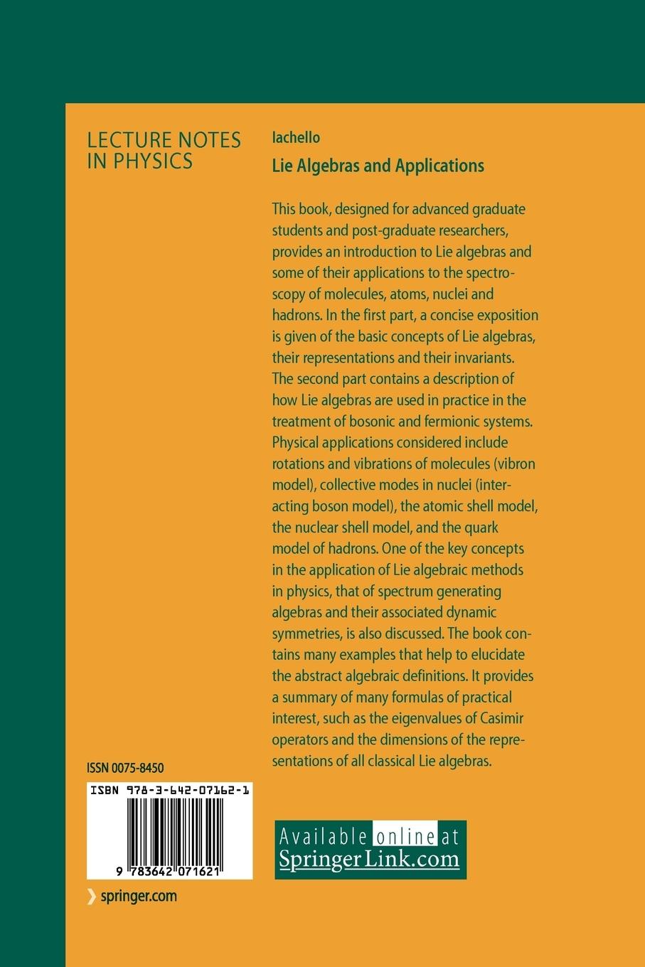 Rückseitencover Lie Algebras and Applications