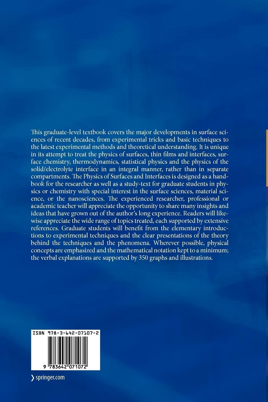 Rückseitencover Physics of Surfaces and Interfaces